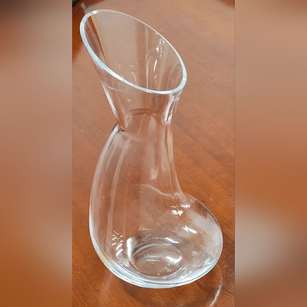 Hand Blown Clear Glass Denizli Wine Decanter